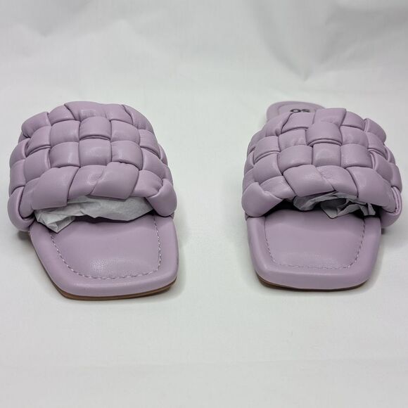 SO Gwenn Puffy Woven Slide Sandals in Lilac Purple Square Toe - Picture 2 of 5
